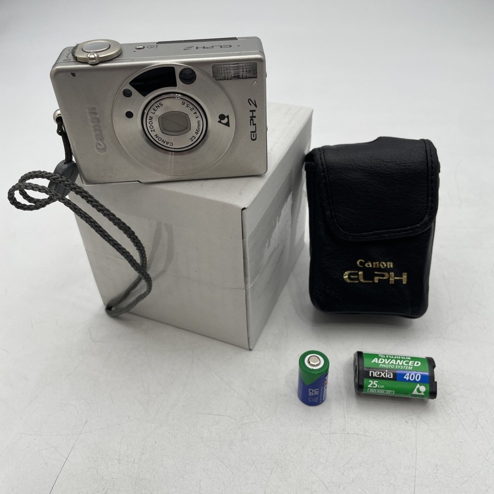 Canon ELPH 2 Point & Shoot Digital Camera With Battery +Case-Uses Film Cartridge